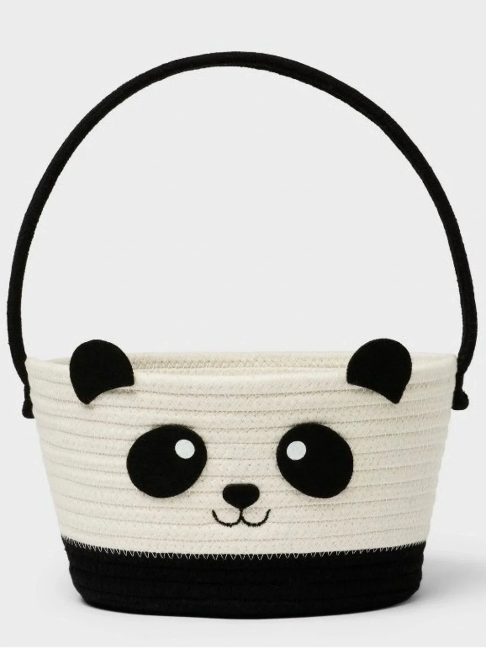 Panda Rope Basket Bag in Black and Cream
